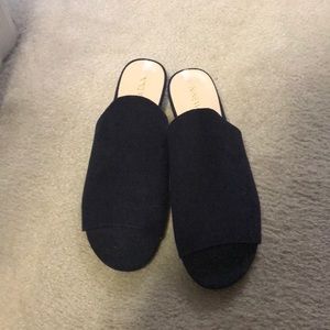 Navy Blue Suede Sildes, flats